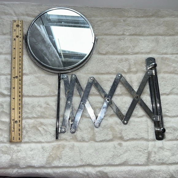 vintage unsure Other - Vintage Chrome Swinging Adjustable Scissor Accordion Wall Mirror Shaving Makeup